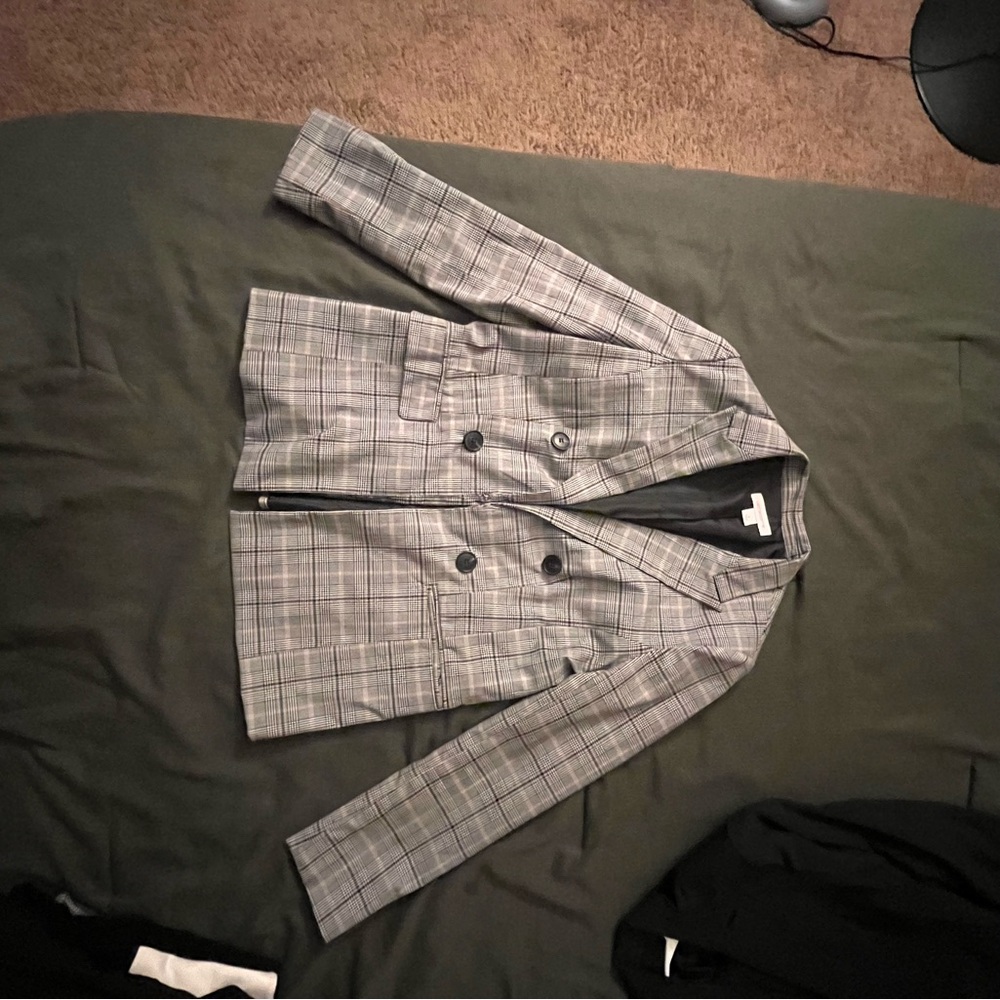 Liz Claiborne Gray Plaid Blazer